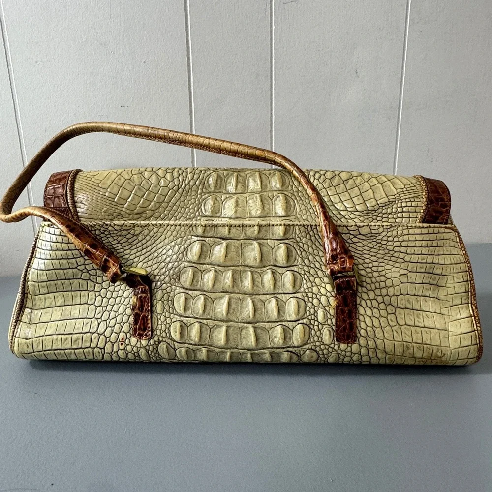 Brahmin Croc Embossed Leather Shoulder Bag Designer Purse Handbag - Picture 3 of 14